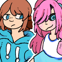 a farmer + the dm a drawing of fwhip and lizzie from misadventures smp. fwhip is a faun, and lizzie is a fae.